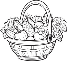 Garden Glory Coloring Pages Overflowing with Fresh Veggies Vibrant Veggie Basket Coloring the Delights of Nature