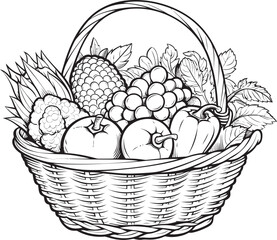 Basket of Joy Coloring the Wholesome Harvest Veggie Delight Coloring Bounty Basket Bliss