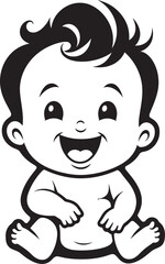 Spirited Infant Laughter Icon Graphic Design Charming Baby Chuckles Emblem Black Vector Logo