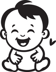 Happy Baby Giggles Badge Black Design Charming Baby Laughing Logo Vector Symbol