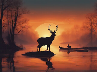 deer at sunset