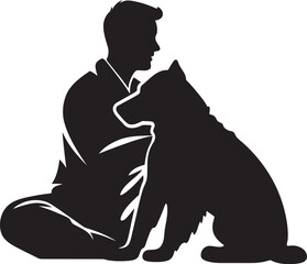 Dog Owner Bond Emblem Vector Icon Design Trusty Canine Friendship Logo Black Vector Graphic