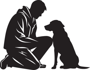 Paws and Handshake Emblem Black Vector Icon Devoted Dog and Owner Logo Icon Graphic Design