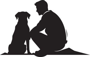 Bound by Design Black Icon for Dog and Owner Duo Doggedly Devoted Vector Logo Design for Pet and Pal