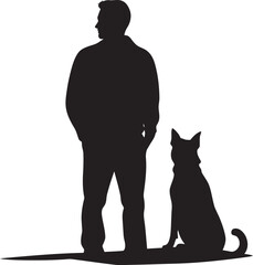 Pawfectly Paired Black Icon for Dog and Owner Duo Fetching Connection Iconic Vector Logo for Dog and Owner