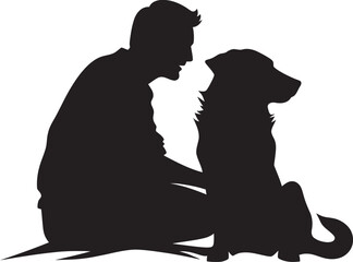 Paws and Handshake Emblem Black Vector Graphic Woofing Together Symbol Dog and Owner Icon