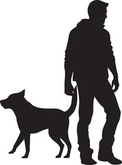 Canine Connection Graphics for Dog and Owner Duo Bonded by Paws Icon Design for Dog and Owner Connection