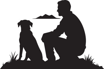 Tail Wagging Designs Black Icon for Dog and Companion Duo Pawfect Pairings Iconic Vector Logo for Pet and Human