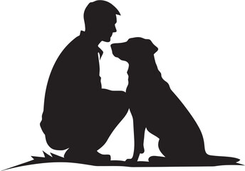 Canine Companions Vector Logo Design for Pet and Human Paws and People Icon Graphics for Dog and Companion Connection