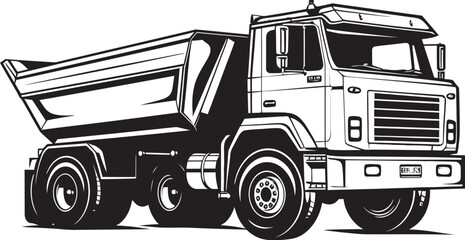 Sleek Design Dump Truck Icon in Industrial Setting Powerful Symbol Black Dump Truck Logo Vector