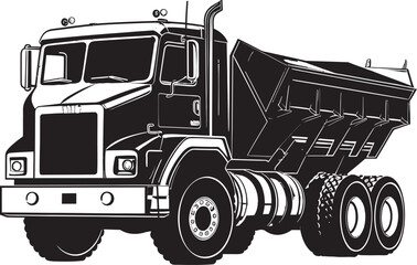 Hauling Power Black Icon Design for Dump Truck Industrial Icon Dumper Truck Vector Logo