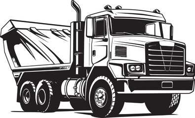 Dump Truck Mastery Vector Logo Graphics Hauling Power Black Icon Design for Dump Truck