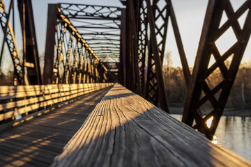 Wooden Bridge at Sunset