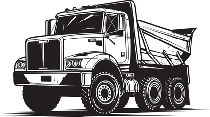 Hauling Excellence Industrial Dumper Vector Icon Blackout Hauler Dump Truck Logo Design