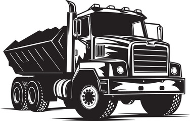 Vector Victory Dump Truck Iconic Black Logo Industrial Dominance Black Dumper Vector Design