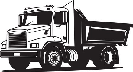 Vector Visions Dump Truck Black Logo Design Industrial Iconography Black Dumper Icon