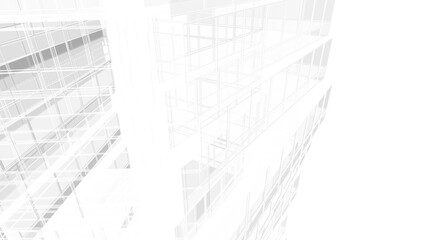 Modern building architectural drawing 3d illustration
