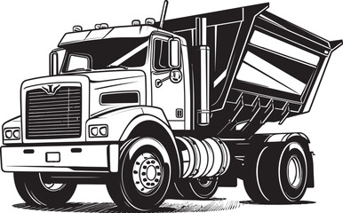 Industrial Iconography Iconic Black Dump Truck Icon Dump Truck Mastery Black Vector Logo Design