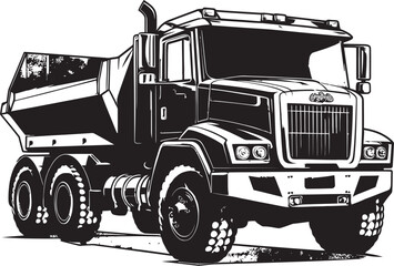 Iconic Haulage Industrial Dump Truck Black Logo Blackout Hauler Vector Black Icon Dump Truck