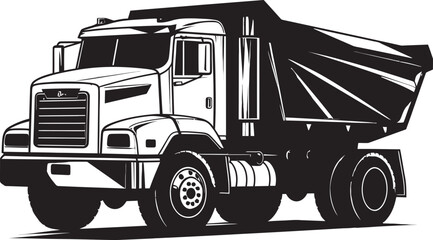 Industrial Iconography Dump Truck Black Icon Vector Dump Truck Mastery Iconic Black Logo Iconography
