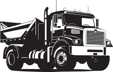Streamlined Strength Dump Truck Graphic Emblem Dynamic Industrial Icon Dumper Vector Art