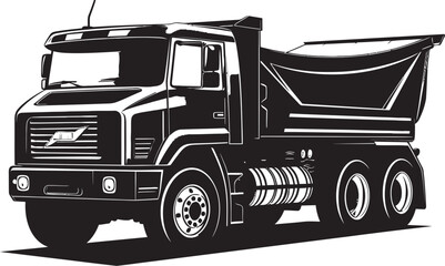 Boldness in Black Dump Truck Graphic Symbol Efficiency Personified Industrial Dumper Icon