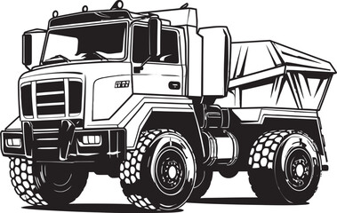 Sleek Symbol of Strength Dump Truck Vector Design Efficiency in Motion Black Logo for Dump Truck