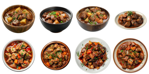 Pork Stew set collection in 3d png transparent no background for product presentation.