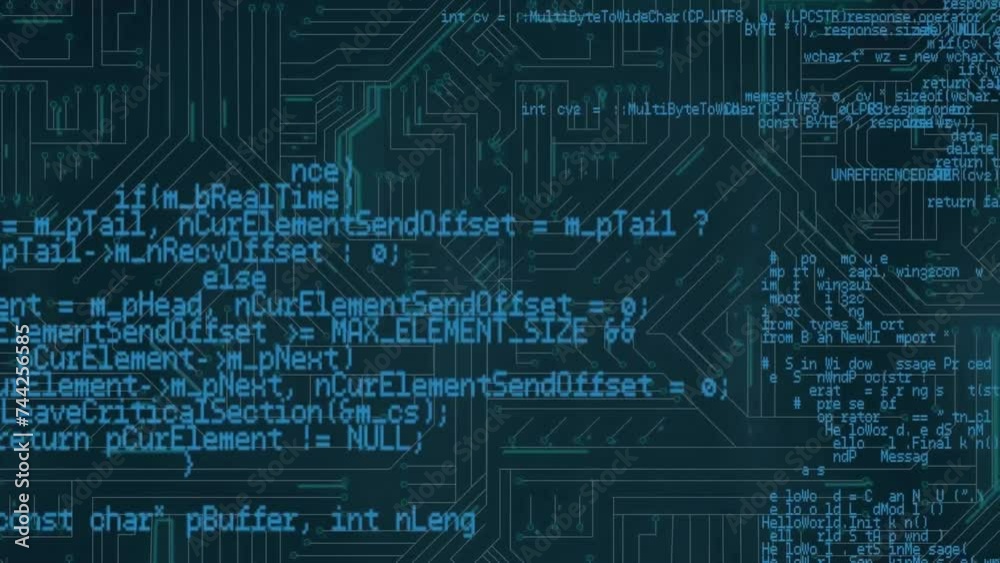 Aufkleber animation of data processing over computer circuit board