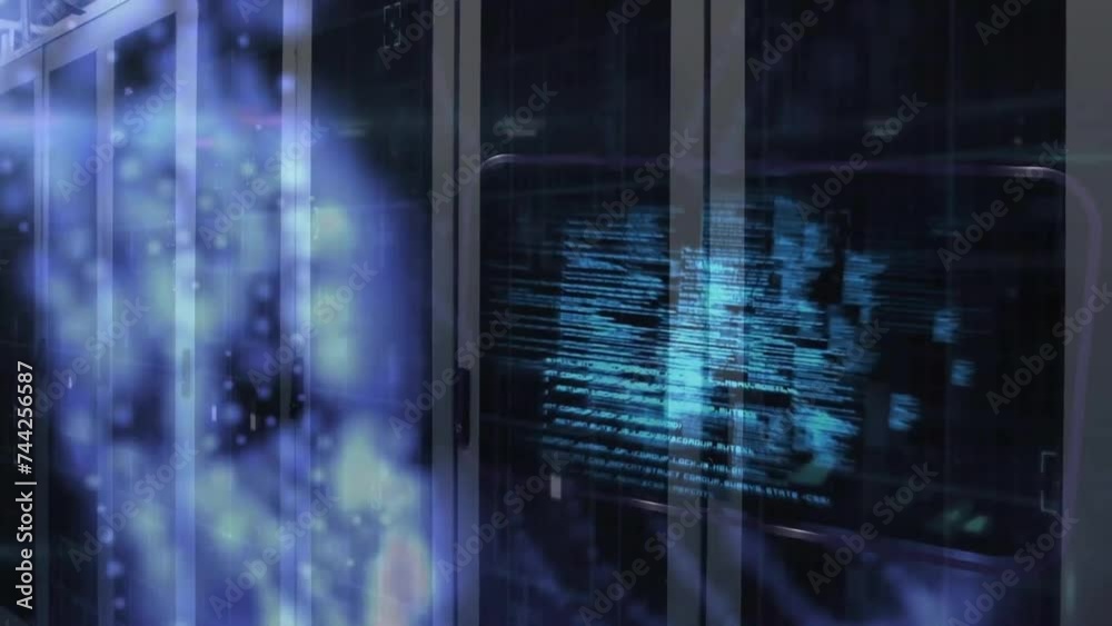 Poster animation of data processing over computer servers