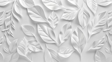 White abstract geometric floral leaves 3d wall texture background. generative AI