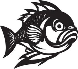 Vector Vibrancy Black Fish Logo Ocean Odyssey Exotic Fish Vector Icon