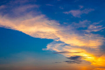 Extremely beautiful golden colorful sunrise sunset with colorful clouds Thailand.