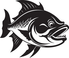 Nightmare Navigator Black Fish Logo Icon Shadow Strike Feared Mascot Vector Design
