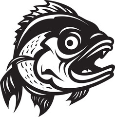 Aquatic Aura Black Iconic Fish Iconography Oceanic Opulence Tropical Fish Logo Design