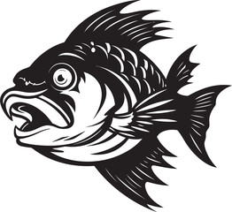 Coral Cascade Black Exotic Fish Design Undersea Symphony Tropical Fish Iconic Graphics