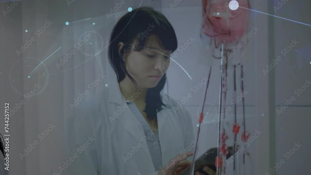 Poster Animation of connections over biracial female scientist