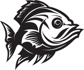 Undersea Symphony Tropical Fish Black Icon Azure Abyss Exotic Fish Logo Vector
