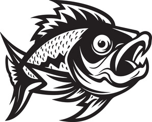 Marine Marvel Exotic Fish Icon Vector Sunburst Swimmer Black Iconic Fish Design