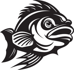Fototapeta premium Marine Mirage Exotic Fish Black Logo Sunset Swimmer Black Tropical Fish Icon