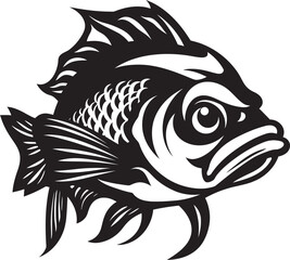 Aquatic Aura Exotic Fish Logo Graphics Oceanic Opulence Black Tropical Fish Icon