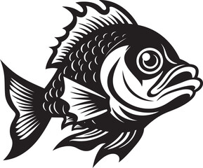 Sinister Swim Black Vector Mascot Graphics Abyssal Anguish Fear Inducing Fish Design