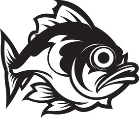 Dark Depths Black Fish Logo Design TerrorFins Feared Fish Mascot Icon Vector