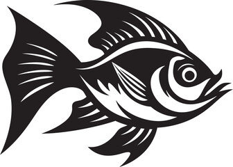 Vector Vortex Fearful Fish Mascot Vector Phantom Predator Black Iconic Mascot Design