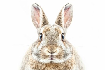 Fototapeta na wymiar Close-up portrait of a cute rabbit Isolated on a white background Capturing the essence of easter joy