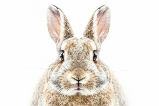 Close-up portrait of a cute rabbit Isolated on a white background Capturing the essence of easter joy