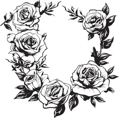 Shadowed Roses Vector Black Rose Design Eternal Blossoms Iconic Floral Frame