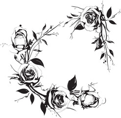 Dark Petal Perimeter Black Rose Icon Graphics Shadowed Roses Vector Floral Logo