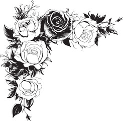Rosevine Noir Vector Black Rose Emblem Floral Symphony Black Rose Iconic Logo