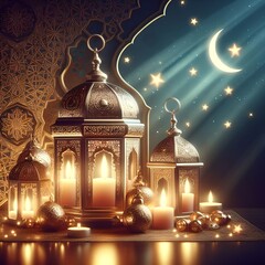Fototapeta premium Eid Mubarak greeting card 